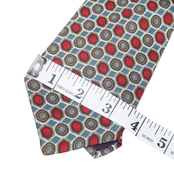 Harvé Bernard Silk Red and Green Men's Tie - Picture 3 of 8
